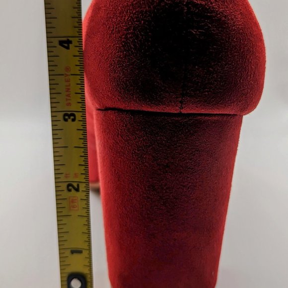 Torrid Red Faux Suede Rhinestone Bow Heel Size 10 Wide - Picture 8 of 8